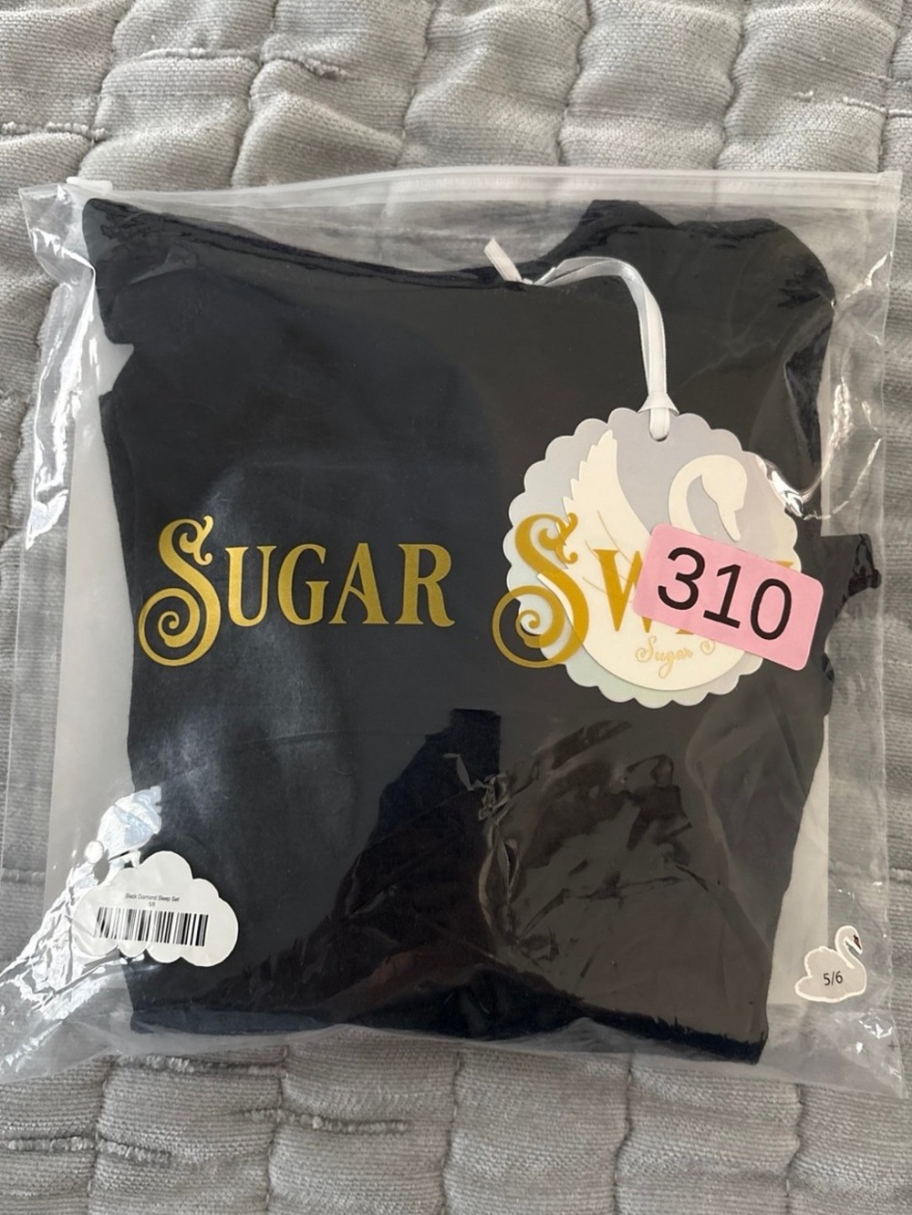 Sugar Swaddle Kids Black Sweatshirt with Gold Logo